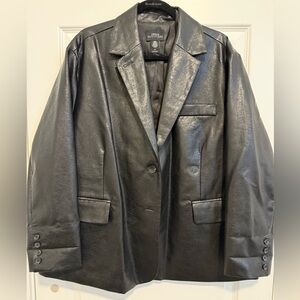 Urban Outfitters Black Faux Leather Oversized Blazer